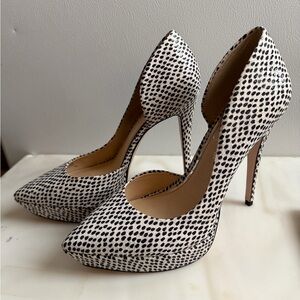 Jessica Simpson Elegant Black & Diamond White Snakeskin Texture-like Heels NWOB